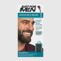 Just For Men Hair Color, Mustache & Beard Brush-In Color Gel M-45 Dark Brown, 1 Each