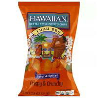 Hawaiian Kettle Style Potato Chips, Luau BBQ, 7.5 Ounce