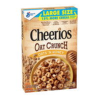 Cheerios Cereal, Oats 'n Honey, Large Size, 18.2 Ounce