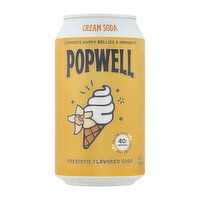 Popwell Cream Prebiotic Flavored Soda, 12 Ounce