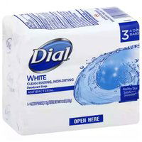 Dial Soap Bars, White Antibacterial Deodorant, 3 Each