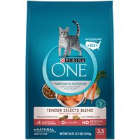 Purina ONE Natural Dry Cat Food, Tender Selects Blend With Real Salmon, 3.5 Pound