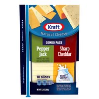 Kraft Sliced Cheese Combo, Pepper Jack & Sharp Cheddar, 7.2 Ounce