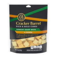 Cracker Barrel Snacking Cube Vermont Sharp White Cheddar and Gouda, 6 Ounce