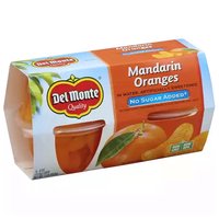 Del Monte Fruit Cups, Mandarin Oranges, No Sugar (Pack of 4), 16 Ounce