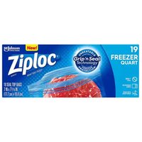 Ziploc Double Zipper Freezer Bags, Quart, 19 Each