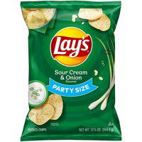 Lay's Sour Cream & Onion Potato Chips, Party Size, 12.5 Ounce