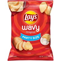 Lay's Wavy Potato Chips Original, Party Size, 13 Ounce