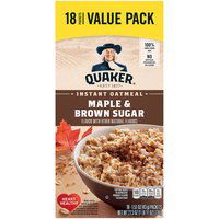 Quaker Instant Oatmeal, Maple & Brown Sugar (Pack of 18), 27.3 Ounce