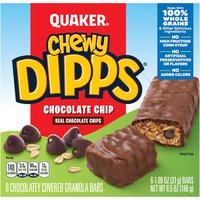 Quaker Chewy Dipps Chocolate Covered Granola Bars, Chocolate Chip, 6 Each