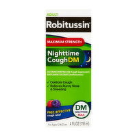Robitussin Adult Maximum Strength Nighttime Cough DM Liquid, 4 Ounce