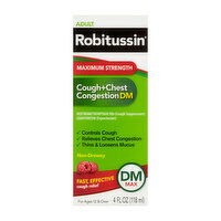 Robitussin Adult Maximum Strength Cough+Chest Congestion DM Max Liquid, 4 Ounce