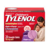 Tylenol Children's Pain and Fever, 160 Mg, Chewables, Grape Flavor, 24 Each