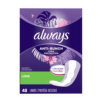 Always Anti-Bunch Xtra Protection Daily Liners, Long Length, Unscented, 48 Each