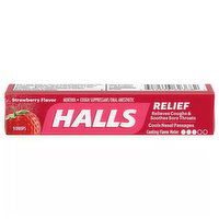 Halls Cough Suppressant/Oral Anesthetic, Menthol, Strawberry Flavor, 1 Each