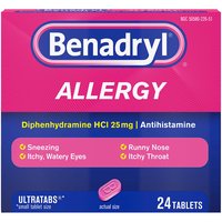 Benadryl Allergy Tablets, 25mg, 24 Each