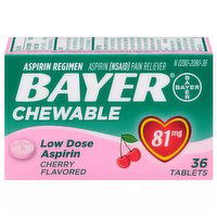 Bayer Aspirin Chewable Tablets, Cherry, 81mg, 36 Each