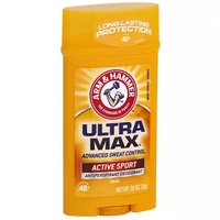 Arm & Hammer Antiperspirant Deodorant Solid Stick, Ultramax, Active Sport, 2.6 Ounce