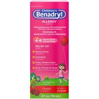 Children's Benadryl Antihistamine Allergy Liquid, Cherry, 4 Ounce