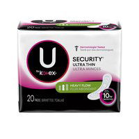 U by Kotex Clean & Secure Ultra Thin Pads, Heavy Absorbency, 20 Each