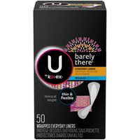 U by Kotex Barely There Thin Unscented Panty Liners Light Absorbency, 50 Each