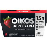 Oikos Triple Zero Strawberry Greek Yogurt, 21.2 Ounce