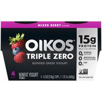 Oikos Triple Zero Greek Yogurt, Mixed Berry, 21.2 Ounce