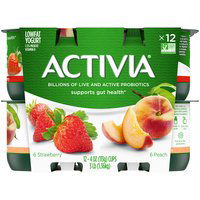 Activia Strawberry & Peach, Variety Pack , 48 Ounce