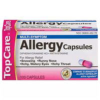 TopCare Allergy Relief Caplets, Antihistamine, 25mg, 100 Each