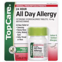 TopCare All Day Allergy Tablets, 24-Hour Relief, 30 Each