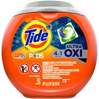 Tide Pods Ultra Oxi Liquid Detergent Pacs, 32 Each