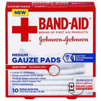 Band-Aid Gauze Pads, 3"x3", 10 Each