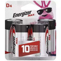 Energizer Max Alkaline Battery D - 4 Pk, 4 Each