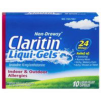 Claritin Indoor & Outdoor Allergy Liqui-Gels, Non-Drowsy, 24-Hour Relief, 10 Each