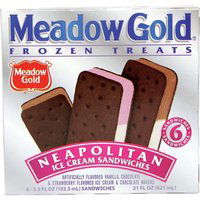 Meadow Gold Ice Cream Sandwiches, Neapolitan, 6 Each