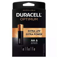 Duracell Optimum Batteries, Alkaline, AA, 6 Each