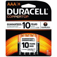 Duracell Coppertop Alkaline Battery, AAA (Pack of 8), 8 Each