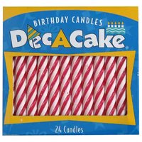 Dec A Cake Birthday Candles, Red Candy Stripe, 24 Each