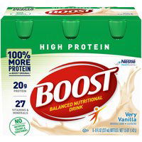 Boost Nutritional Drink, Complete, High Protein, Very Vanilla, 48 Ounce