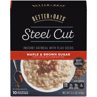 Better Oats Steel Cut Instant Oatmeal, Maple & Brown Sugar, 15.1 Ounce