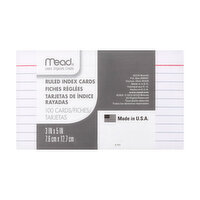 Mead Index Cards, 3 X 5 Inch, Ruled, 100 Each