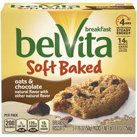 belVita Soft Baked Oats & Chocolate Breakfast Biscuits, 5 Packs (1 Biscuit Per Pack), 8.8 Ounce