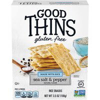 Good Thins Sea Salt & Pepper Rice Snacks Gluten Free Crackers, 3.5 Ounce