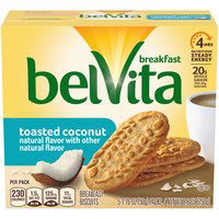 belVita Toasted Coconut Breakfast Biscuits, 5 Packs (4 Biscuits Per Pack), 8.8 Ounce