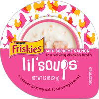 Friskies Lil' Soups Cat Food, Salmon, 1.2 Ounce