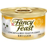 Fancy Feast Gravy Wet Cat Food, Grilled Chicken & Beef Feast, 3 Ounce