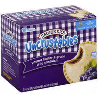 Smucker's Uncrustables Peanut Butter & Grape Sandwiches, 10 Each