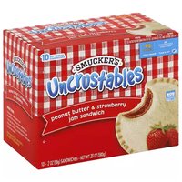 Smucker's Uncrustables Peanut Butter & Strawberry Jam Sandwiches, 10 Each