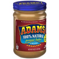 Adams Peanut Butter, Creamy, Unsalted, 16 Ounce