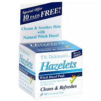 T.N. Dickinson Witch Hazel Pads - Hazelets? - 60 Count, 60 Each